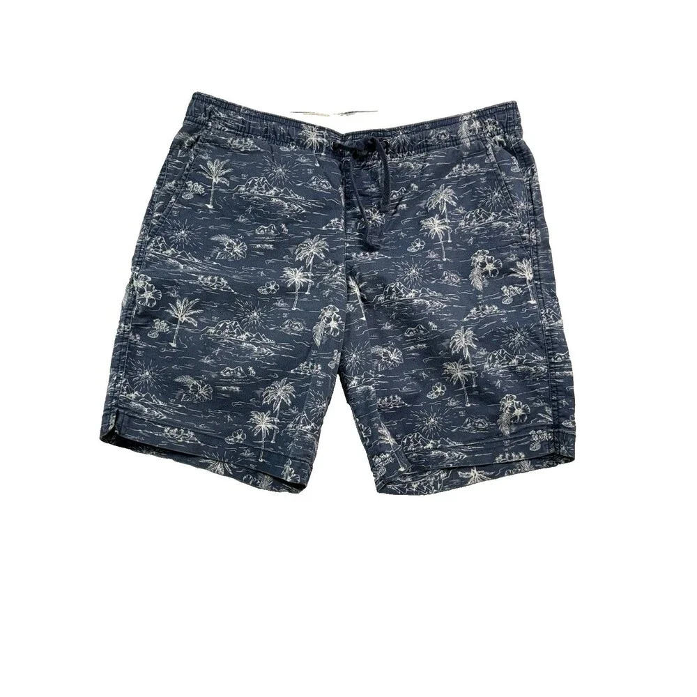 Gap Twill Jogger Shorts Men's M Elastic Waistband Drawstring Tropical Hawaiian